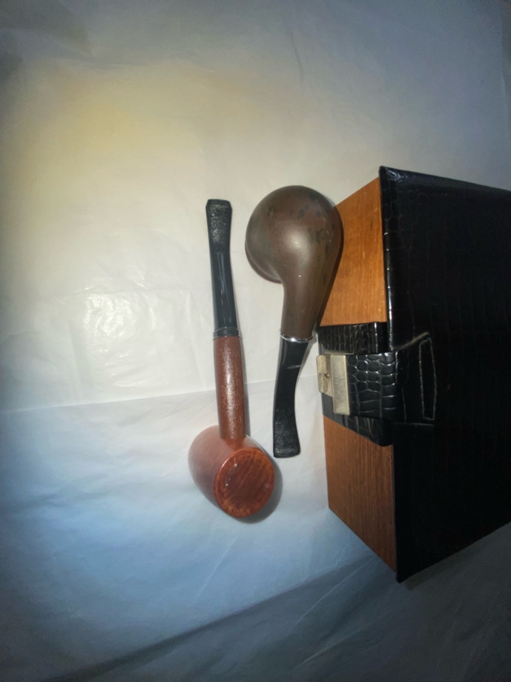 Men's Brown and Black Smoking Pipe Set with Leather Case - Picture 4 of 6